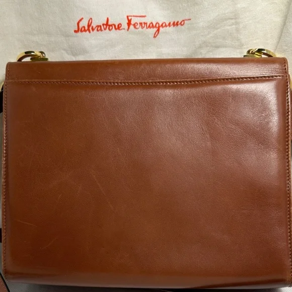 Salvatore Ferragamo Vintage Cognac Leather Flap Shoulder Crossbody Bag - Picture 6 of 16